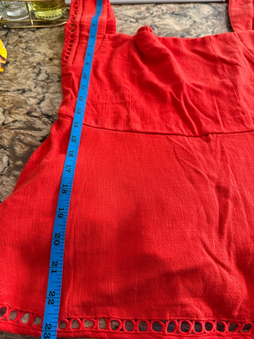 Entro Red Peplum Tank Top - Sleeveless Eyelet Trim, size large - Picture 6 of 6